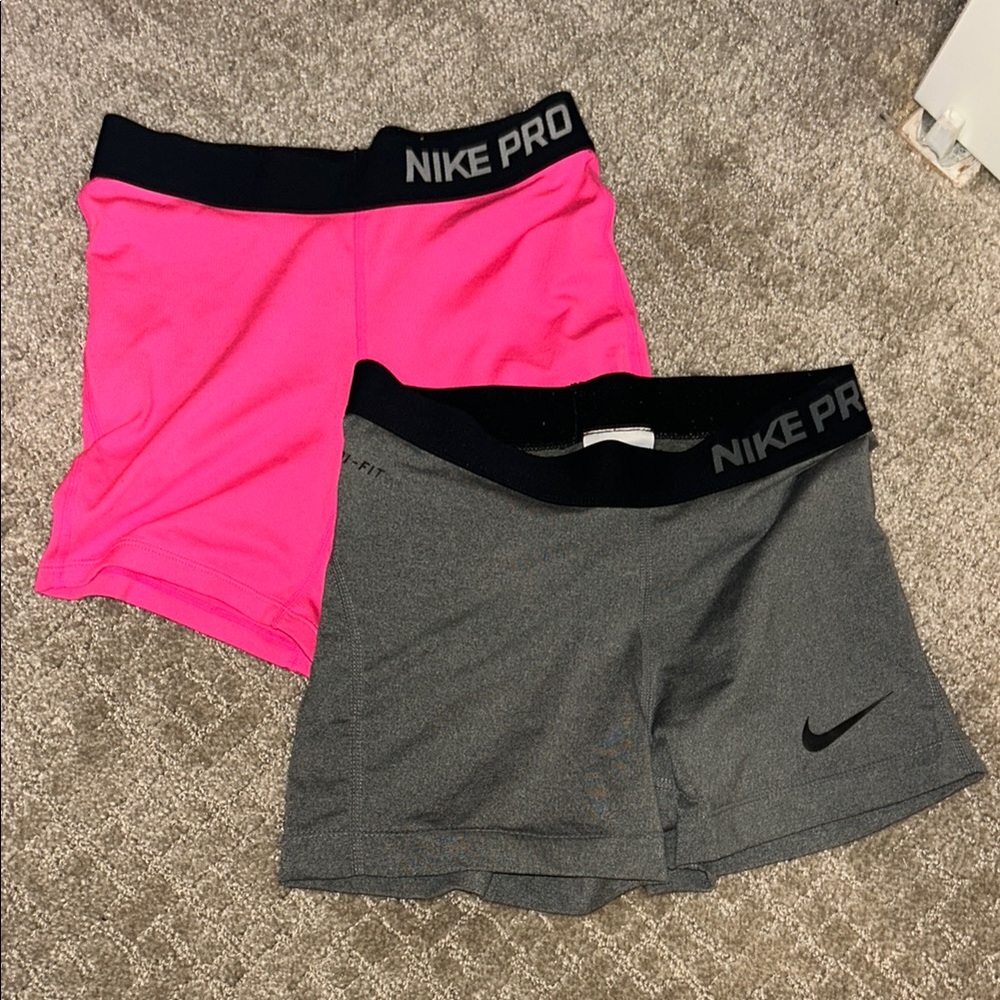 Nike Pro Women's Spandex Shorts - Pink and Gray